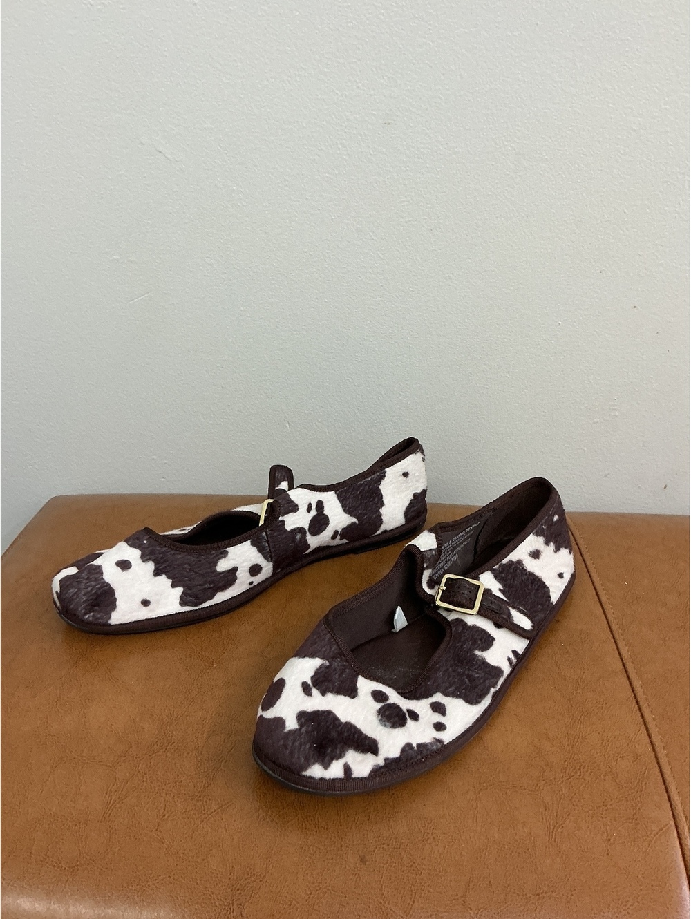 Target Faux Fur Cow Print Mary Jane Flats